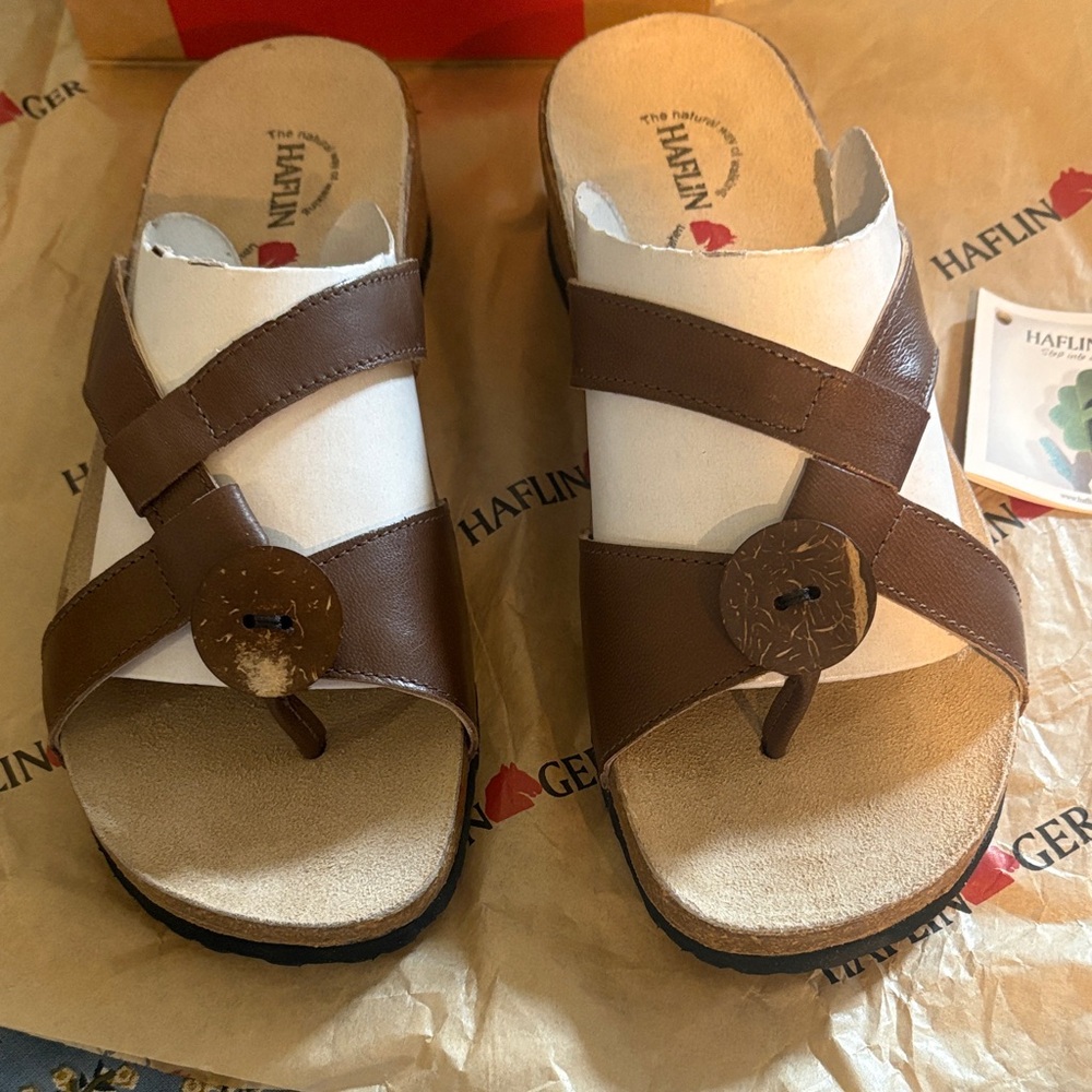 Haflinger Two-Tone Leather Sandals